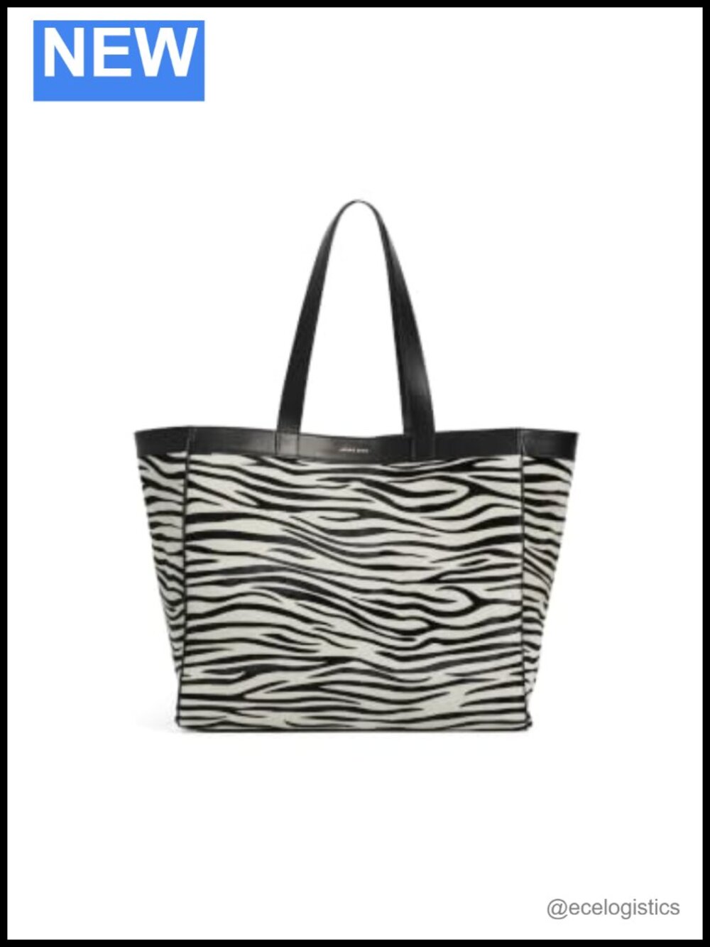 100% Leather Zebra Print Tote, Shoulder Straps, Designer Style